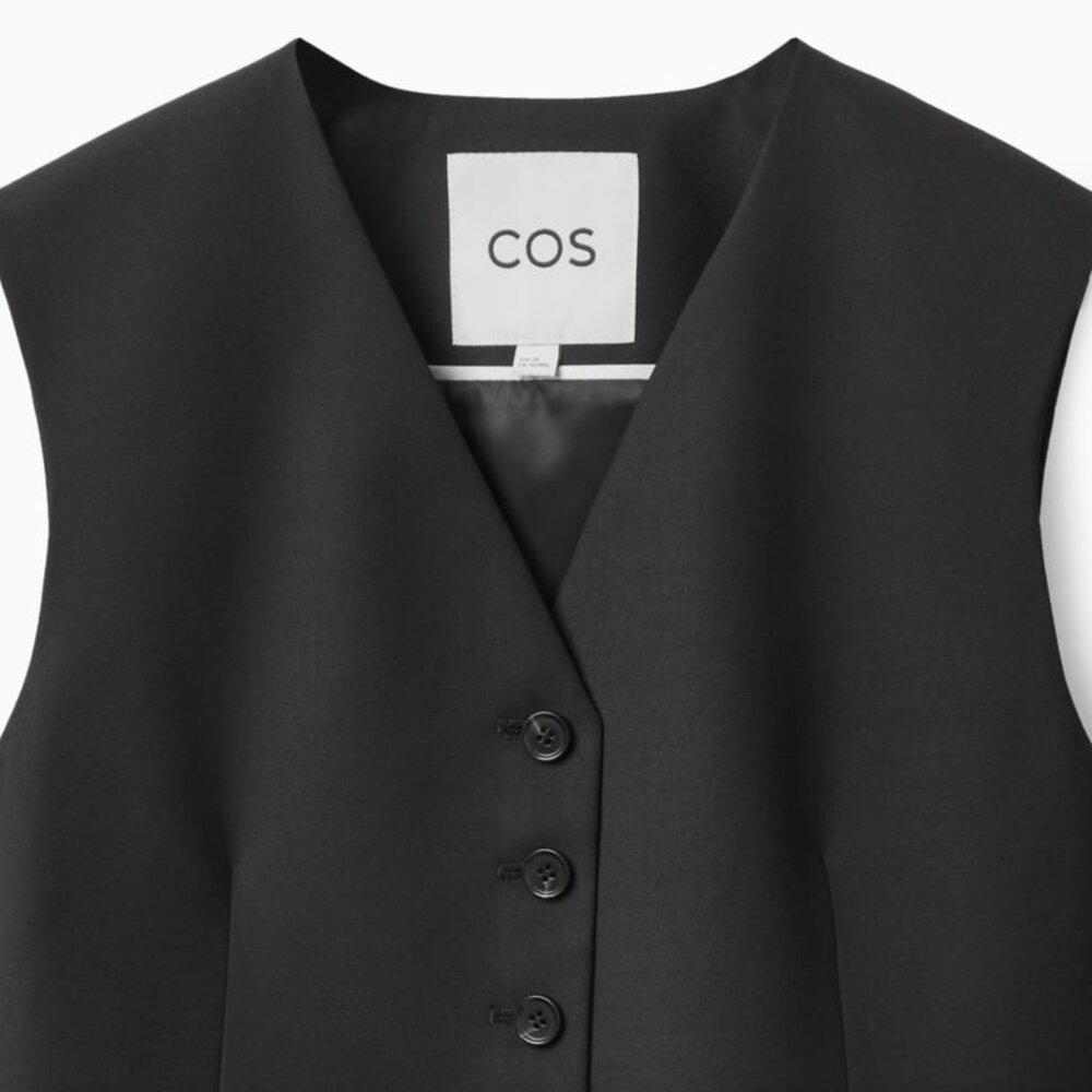 COS Black Cropped Single-Breasted Waistcoat - Picture 7 of 7